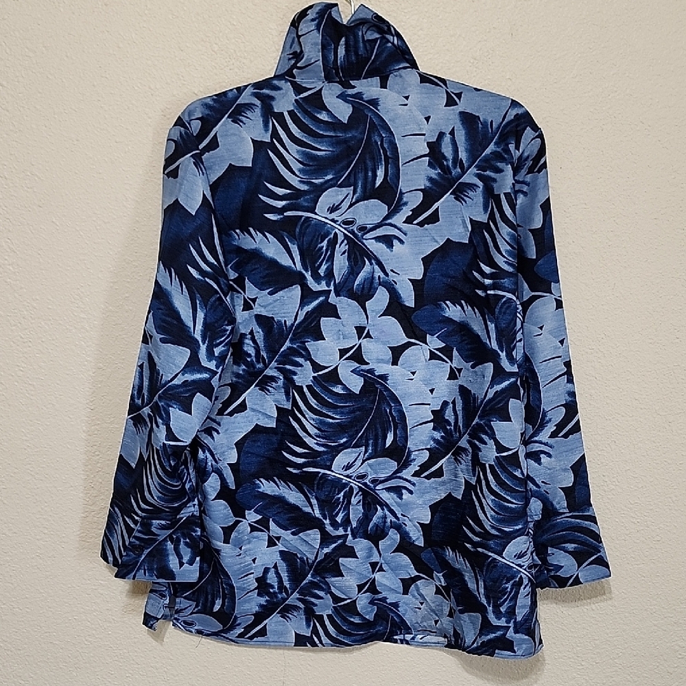 Selene Sport Blue 3/4 Sleeve Button Down Blouse - Picture 5 of 8
